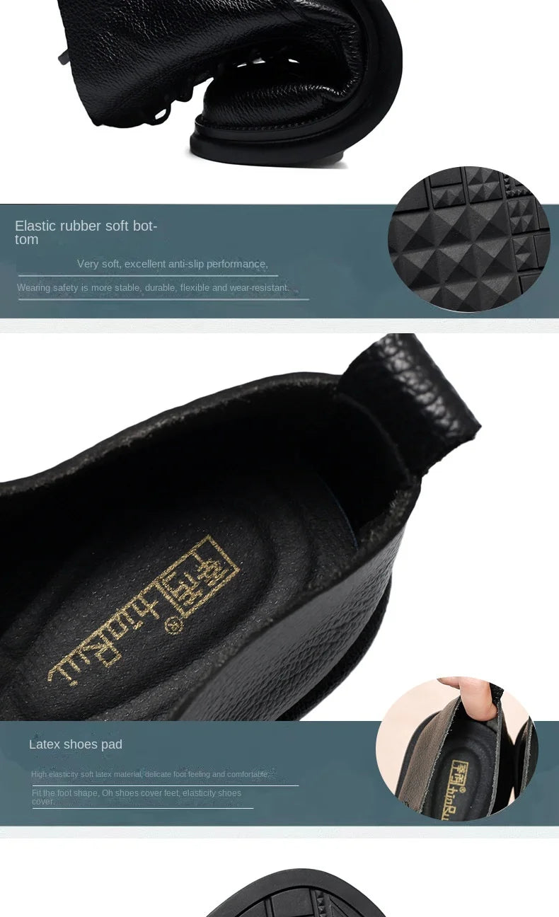 Frühling Dame Knöchel Stiefel 2025 - Echtes Kuh Leder Platform Schuhe - Frauen Winter Jugend Mädchen Weiche Sohle Dicke Absatz Ritter Schnee Stiefel