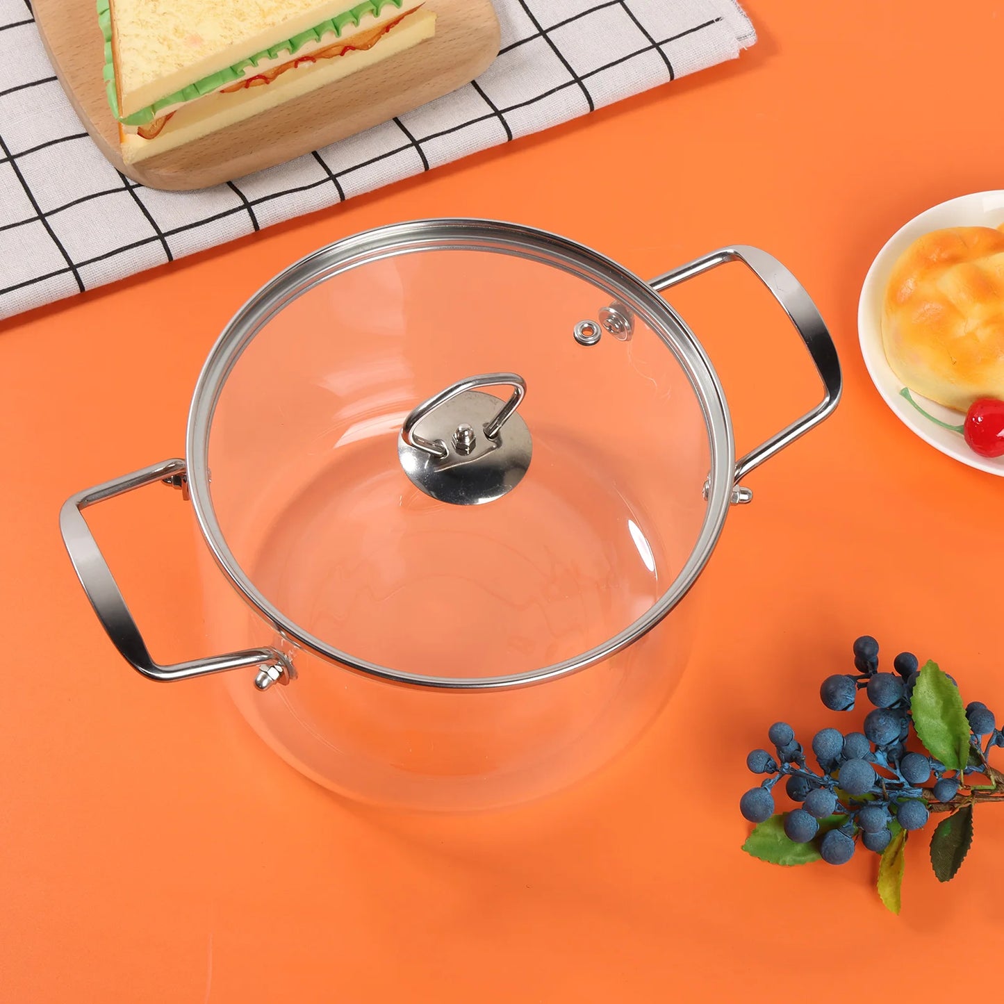 Glass Cooking Pan 2.5L/3.5L with Lid for Stove High Borosilicate Transparent Simmer Pot for Tea Cooking Soup Kitchen Tools