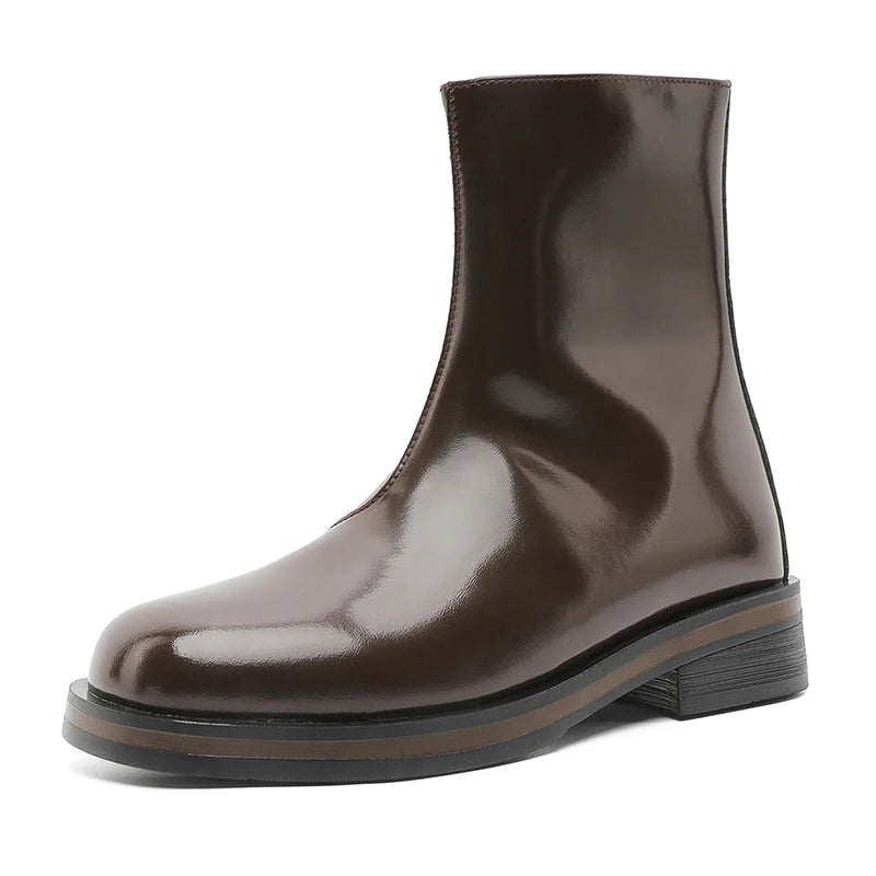 YEISNDOOCN Echtes Leder Chelsea Boots - Bequeme Alltagsschuhe Größe 42 Absatz Flach