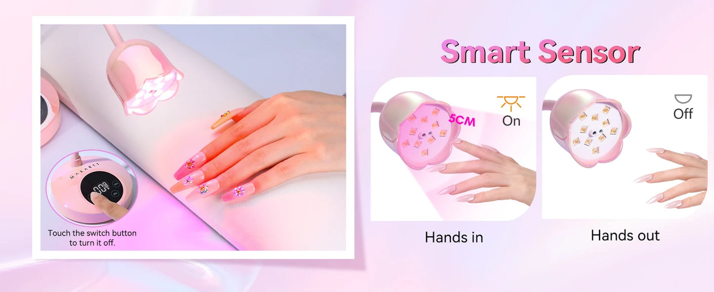 Lampă UV LED Makartt pentru unghii, reîncărcabilă, mini lumină UV pentru unghii cu gel, lampă UV cu gât de lebădă, 10W, Equitment Manichiură