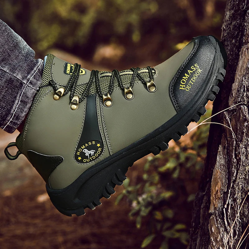 Shoes for Men 2024 New Men Sneakers Leather Waterproof Mountaineering Camping Hiking Shoes Thick Sole Comfortable Running Shoes