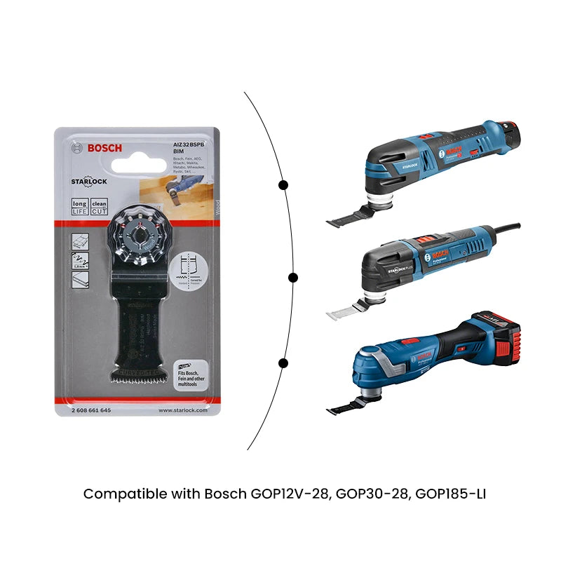 Bosch Starlock Oscillating Saw Blade AIZ 32 BSPB BIM Plunge Cut Saw Blade Hardwood Multitool Saw Blades for GOP12V-28 GOP185-Li