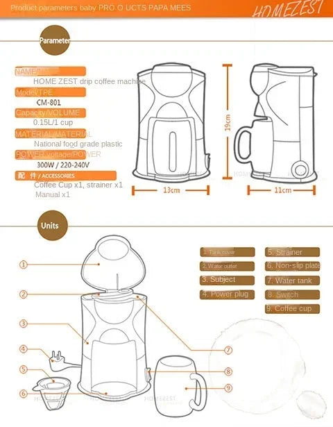 Coffee machine automatic household mini American drip coffee maker tea maker  coffee maker espresso with grinder