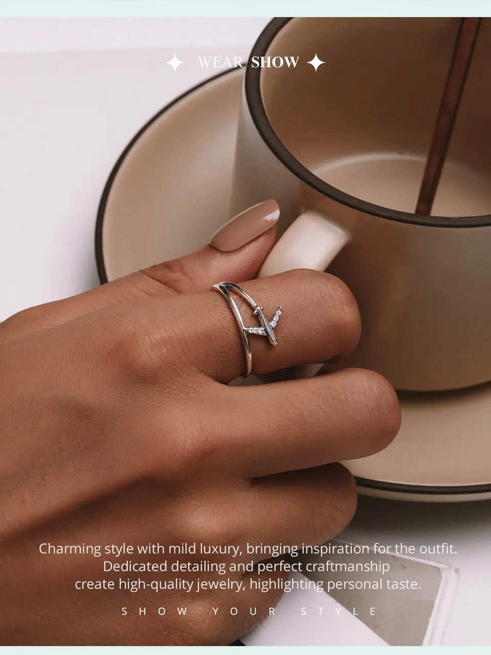 WOSTU 925 Sterling Silver Platinum Airplane Double Layer Rings Women Shining Zircon Airplane Ring Party Bijuterii Girl Holiday Gift