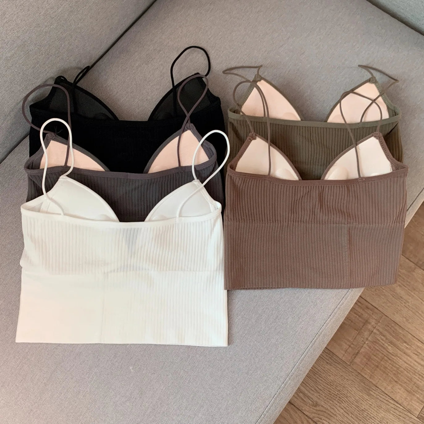 Women Tops Sexy Solid Crop Top Tank Tops Sleeveless Slim Camis With Bra Basic Underwear Tops Women