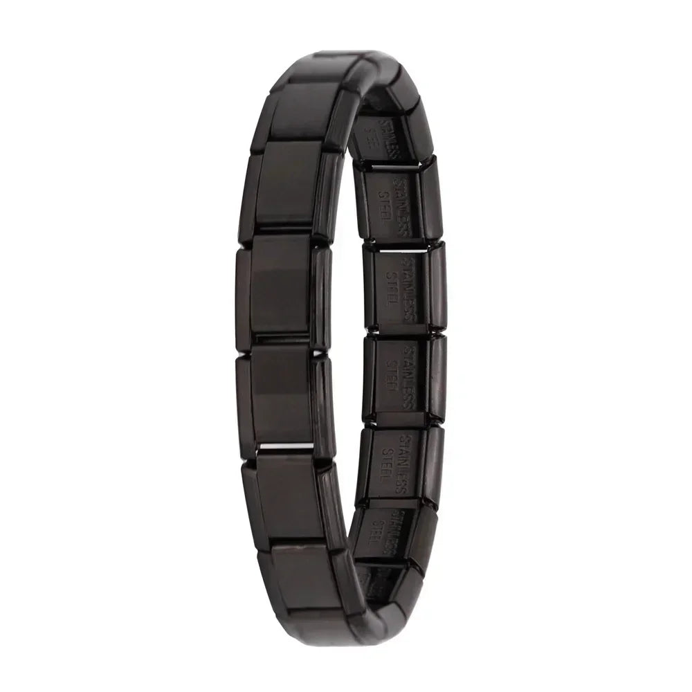 Hapiship Neue Damen Schmuck 9mm Breite Italienisch Elastisch Anhänger Armband Mode Edelstahl Armreif ST-