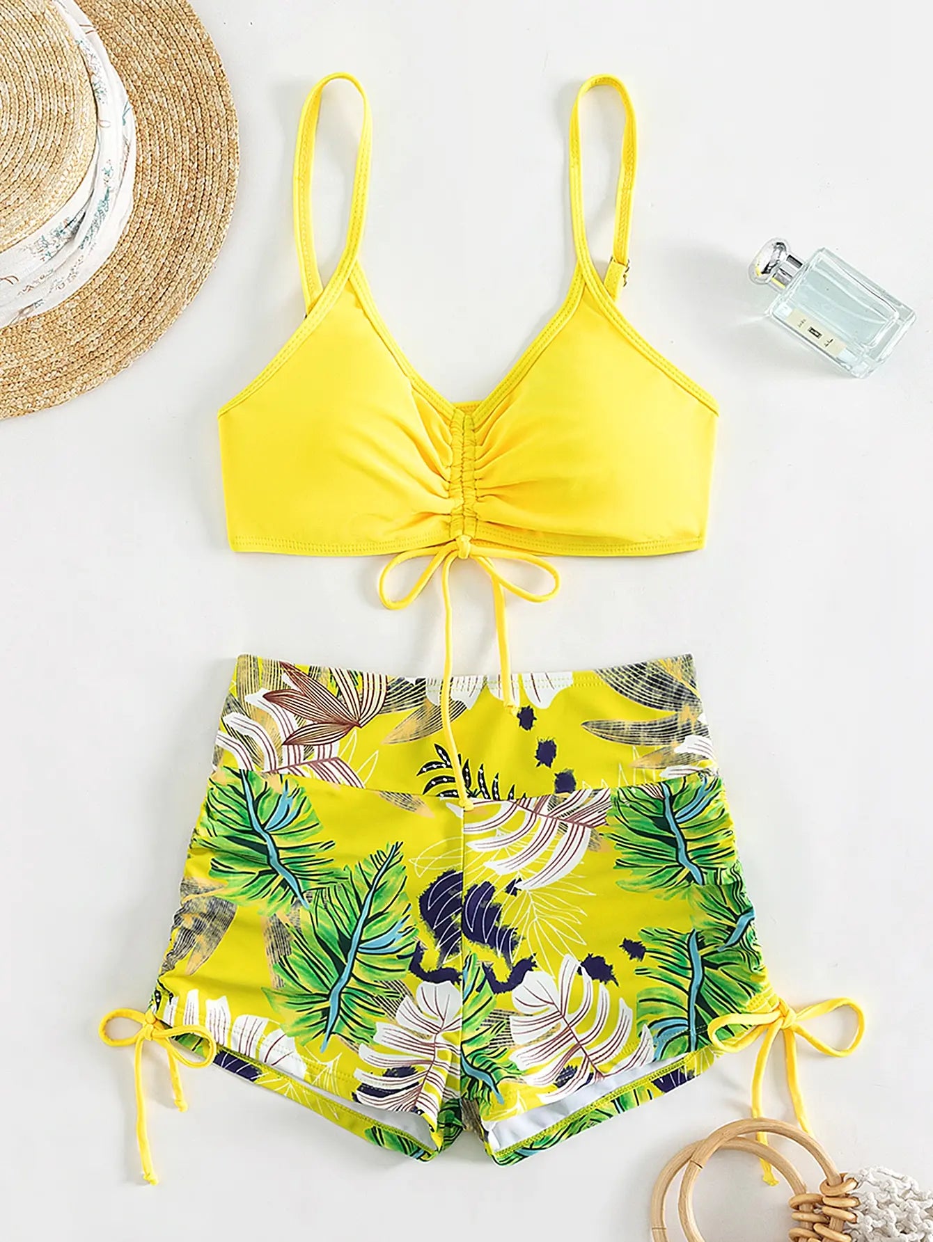 Damen Bikini 2025 - Hochtailliger Drawstring Front Shorts Bikinis für Frauen