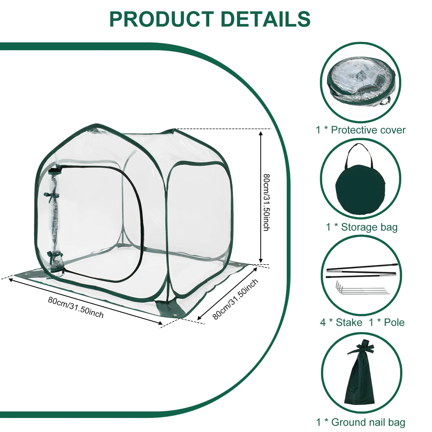 Foldable Mini Greenhouse PVC Pop Up Transparent Greenhouse With Zipper Closure Preservation Plant Greenhouse Garden Accessories