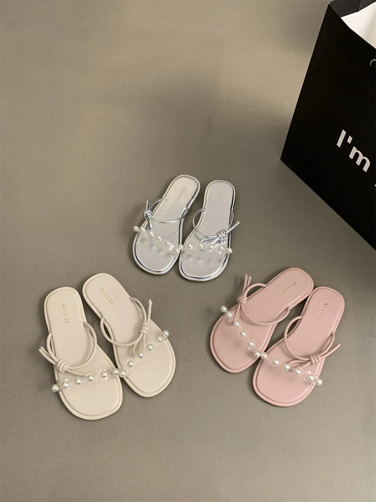 Plegie Sandale Transparente Perlenriemen - Anti Rutsch 3cm