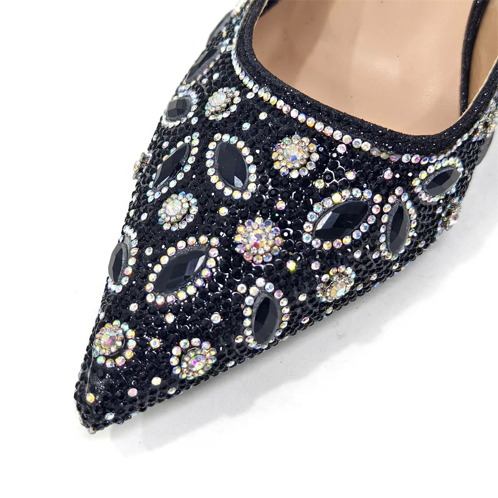 Elegant Italian Style Evening Party Shoe and Bag Set - Comfortable High Heel Women’s Shoes With Chic Hollow Design Handbag