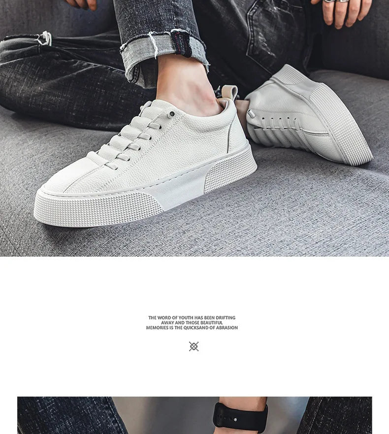 White Sneakers for Men 2024 Spring Fashion Casual Lace Up Round Toe Flat mens Running Sport Shoes Zapatillas Deportivas Hombre