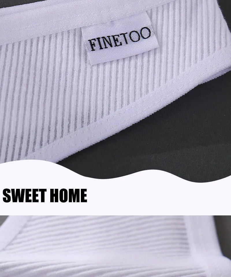 finetoo Damen Strings 2025 - 3er-Set Baumwoll-Strings V-Bund einfarbig & atmungsaktiv