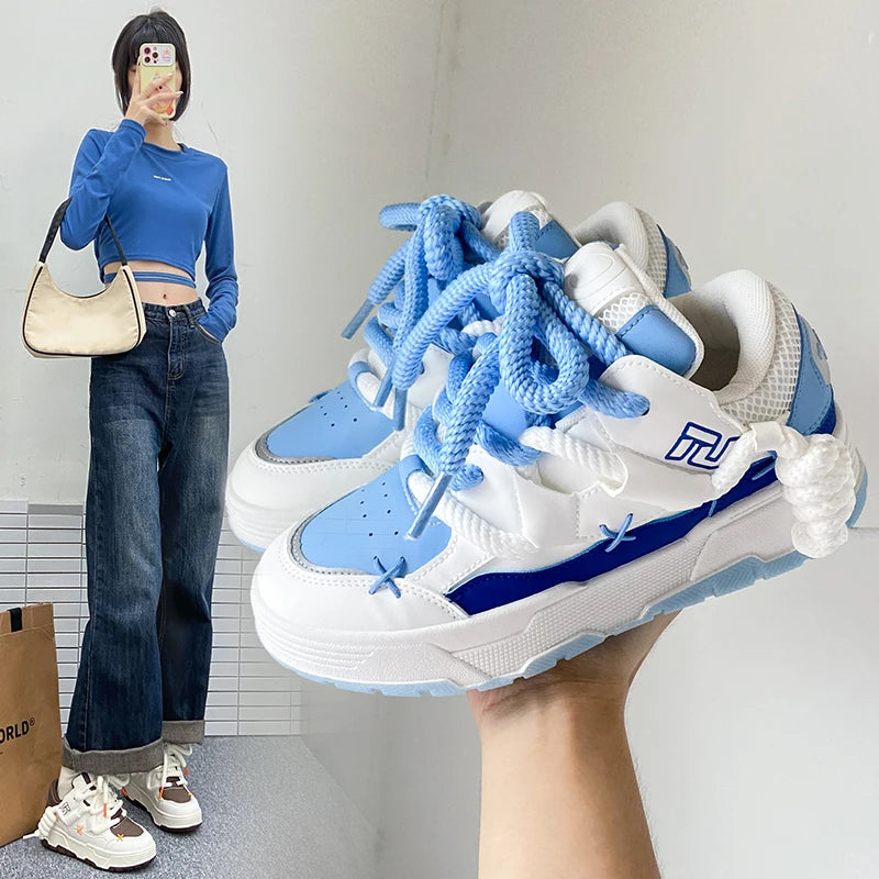 New Women Shoes Fashion Platform Sneakers Ladies Spring Flats Thick Soled Casual Running Shoes for Woman Size 35-42