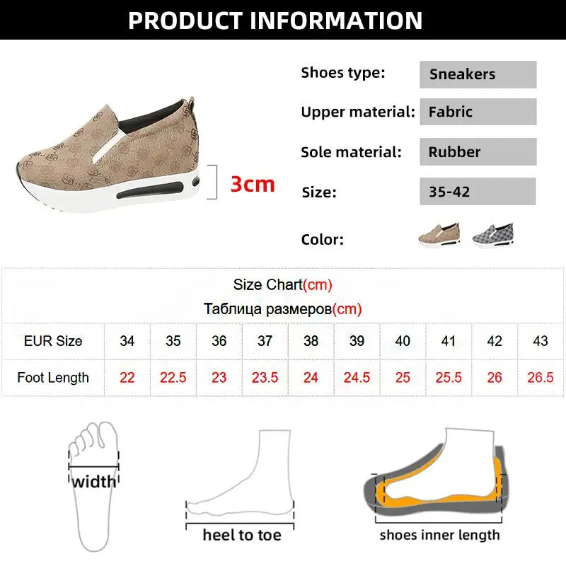 Damen Sneakers 2025 - Fashion Embroidered Platform Spring Comfort Slip On Walking Shoes