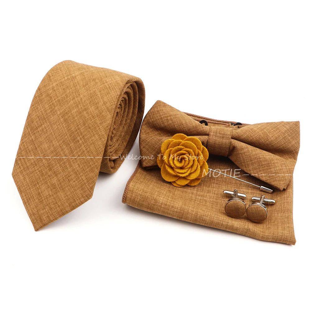 Neues Design 27-farbiger Männer-Accessories-Set: Klassische Baumwoll-Taschentuch, Manschettenknöpfe, Fliege für Hochzeit, Party, Geschenke