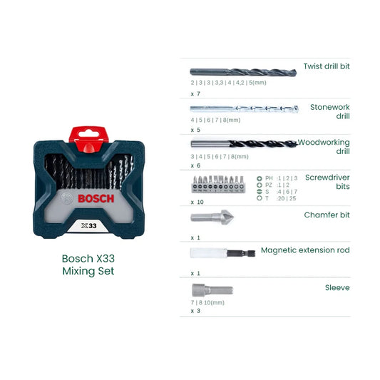 Bohrer-Set 2025: Bosch X33 Drill Bit Screwdriver Bit Professional 33 Pcs - Mixing Set Work Bosch Power Tools GSB/GBM/TSB/TBM/TSR Series Collection