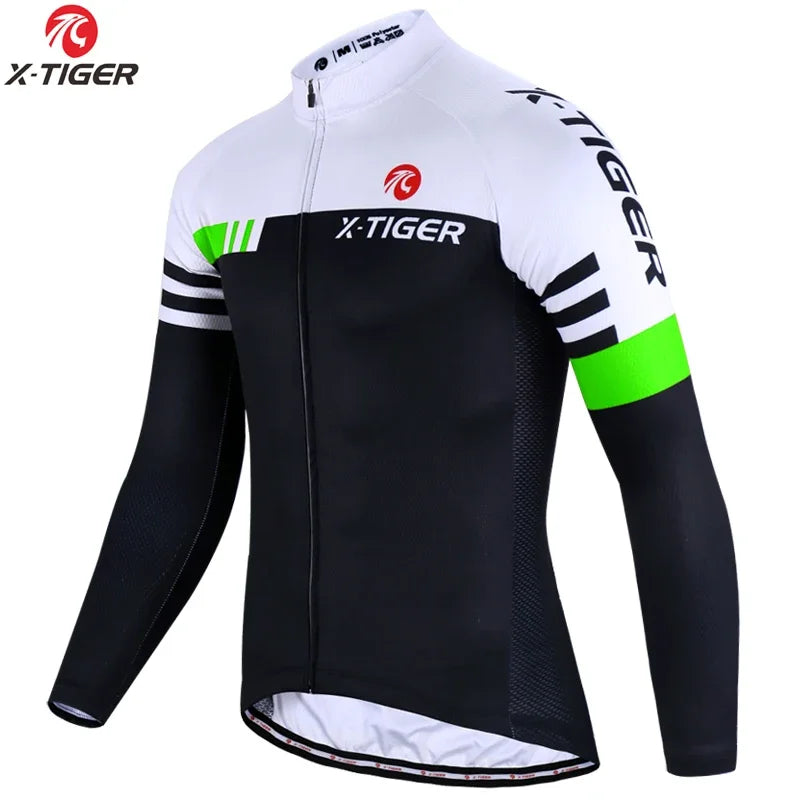 X-TIGER Top Qualität Radfahren Trikot 2025: Langarm MTB Fahrrad Polyester - Berg Fahrrad Sportbekleidung Atmungsaktiv Schnell Trocknend Schweißabweisend Taschen