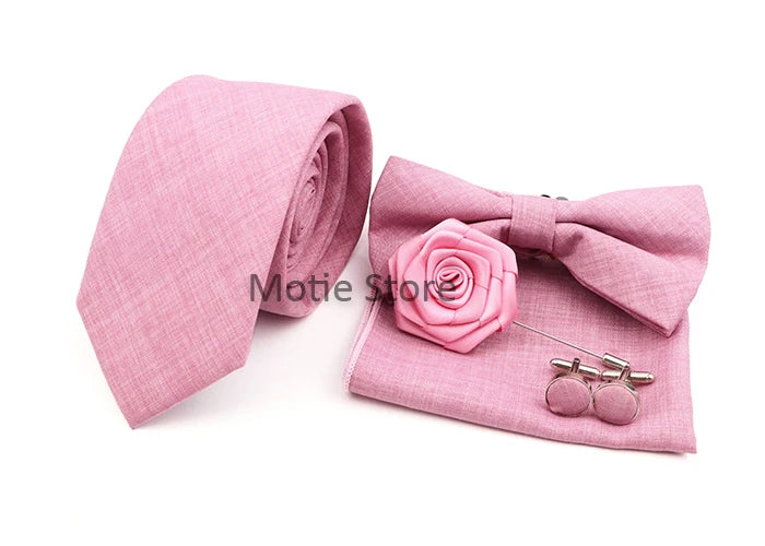 Neues Design 27-farbiger Männer-Accessories-Set: Klassische Baumwoll-Taschentuch, Manschettenknöpfe, Fliege für Hochzeit, Party, Geschenke