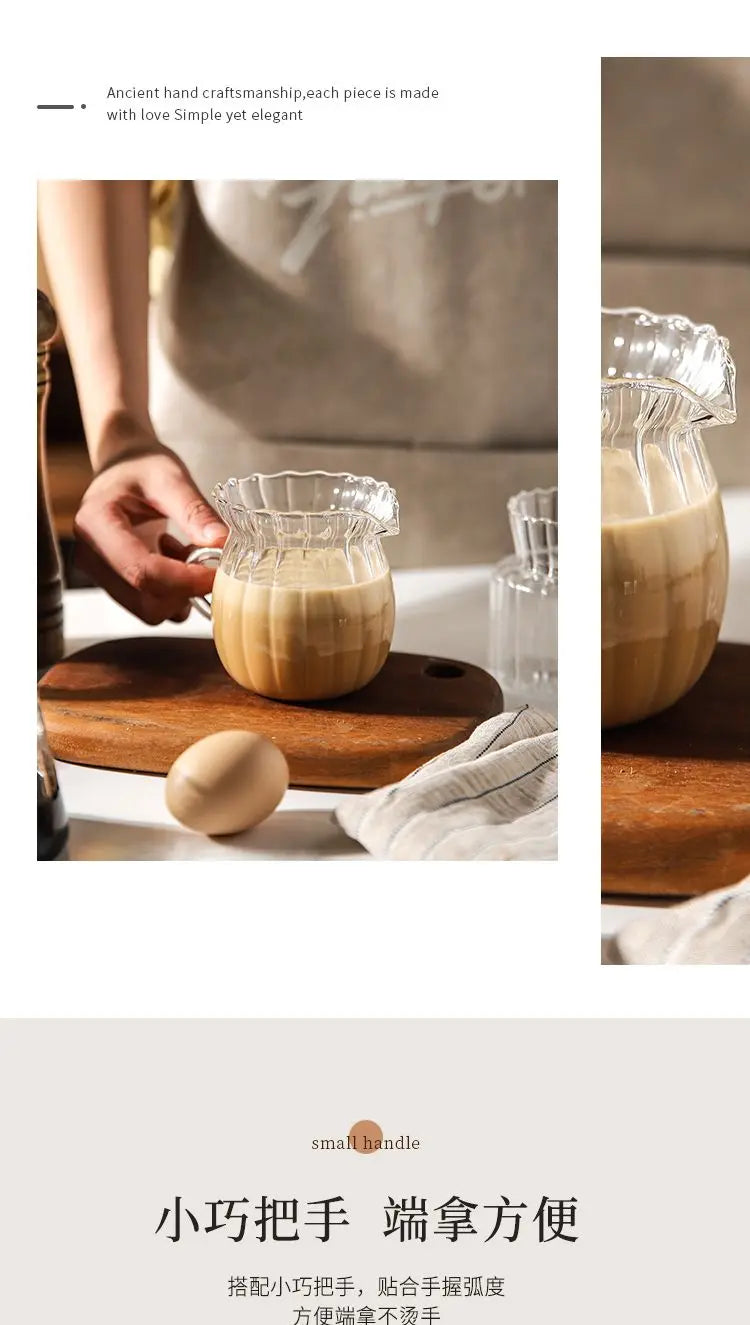 Striped Simplicity Handwork Small Milk Pot Heat-resistant Glass Exquisite Milk Cup Tea Dispenser Milk Pot Espresso Measuring Cup