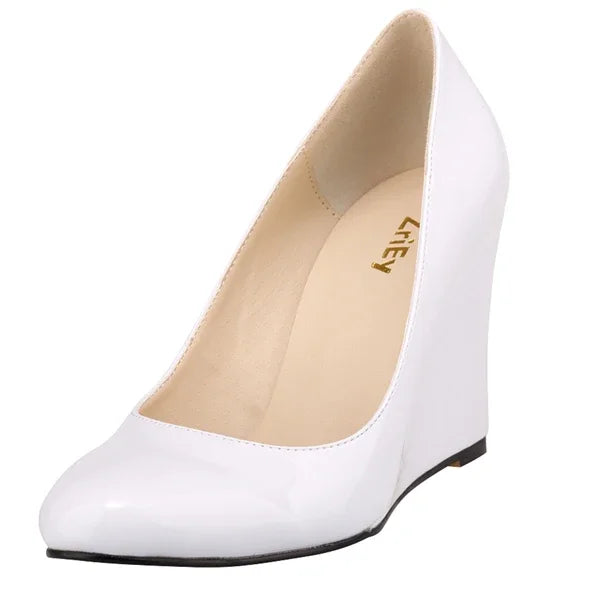 Women Wedges High Heels Pumps Shoes Elegant Spring Casual White Nude Platform Heeled Office Party Wedding Shoes Large Size 42