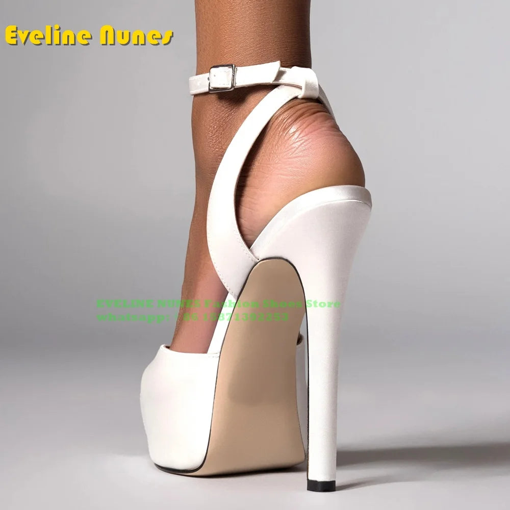 Peep Toe Platform Buckle Strap Red Sandals Pointed Toe Thin Heel Slingback elegant Women Runway Show Shoes Spicy Girl Party Trend