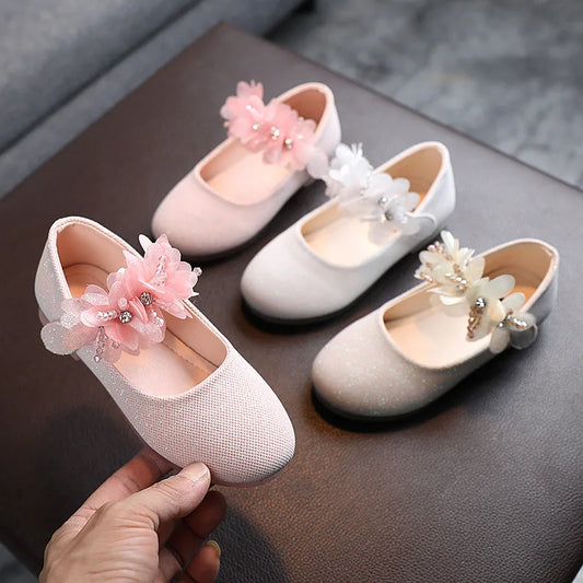 Mädchen Schuhe 2025 - Blumen Mary Jane Kristall Weiche Prinzessin Ballet Flats - Kleine Mädchen 1-7J Baby Hochzeit Party Leder Schuhe