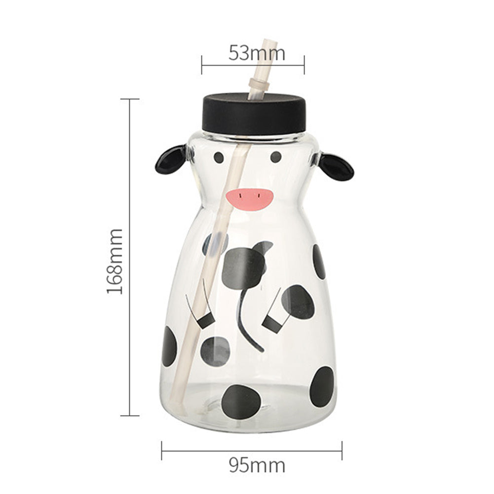 Glass Cold Water Kettle With Handle Lovely Cartoon Cow Cold Cup Flowering Teapot Milk Iced Beverage Bottle Jug Kitchen Supplies