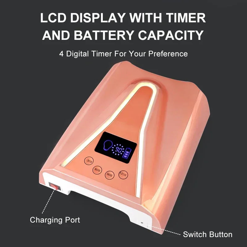 Uscător de unghii SN497 UV LED 128W wireless - 45 LED-uri, baterie