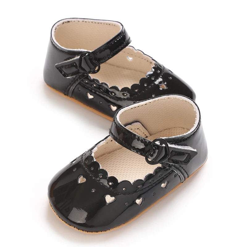 Einfarbige Baby Mädchen Mary Jane Schuhe 2025 - Weiche Gummisohle Anti-Rutsch - Frühling Herbst Prinzessin Schuhe 0-18M