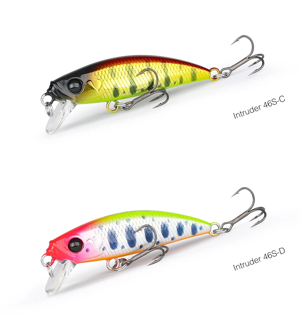 TSURINOYA 46S Sinking Minnow Fishing Lure Intruder 46mm 5g Artificial Trout Ajing Stream Lake Jerkbait Rockfishing Hard Baits