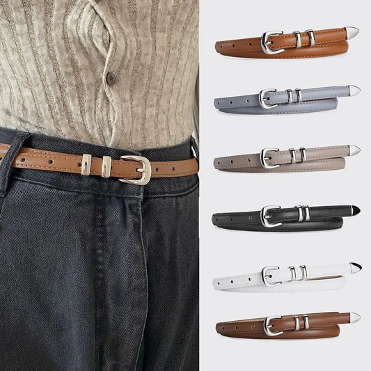 Zhejiang PU Leder Gürtel Silber Schnalle - 105cm Dünn 2cm