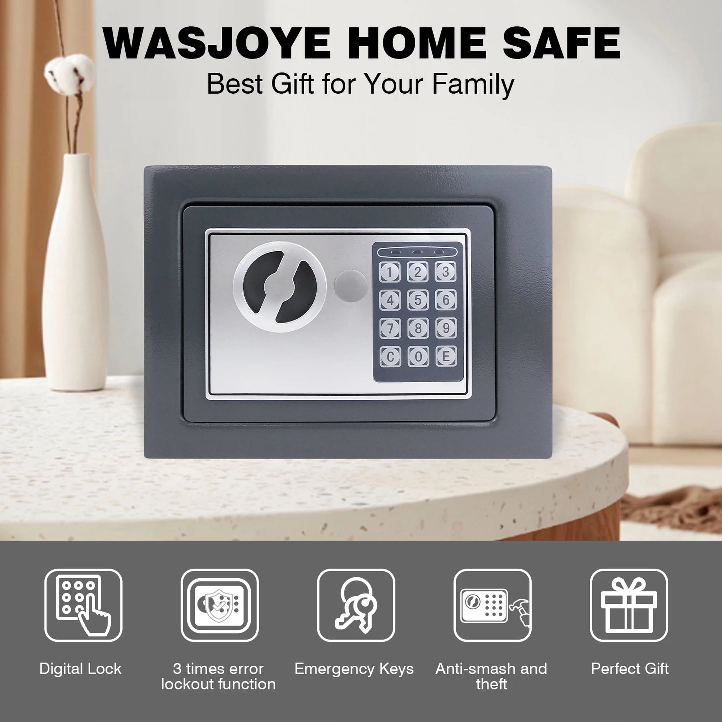DayPlus 16L Digitaler Stahl-Safe - Elektronische Sicherheitsbox für Büro und Zuhause