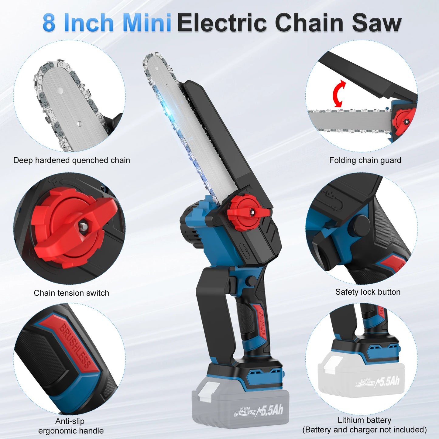 Cordless Electric Chainsaw For Makita 18V Battery Portable Handheld Rechargeable Logging Garden Woodworking Cutting Power Tool