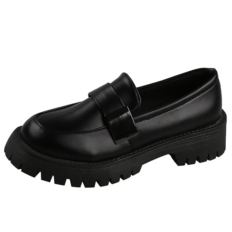 Womens Derby Shoes Black Flats British Style Casual Female Sneakers Ladies' Footwear Shallow Mouth Loafers With Fur Soft 2022