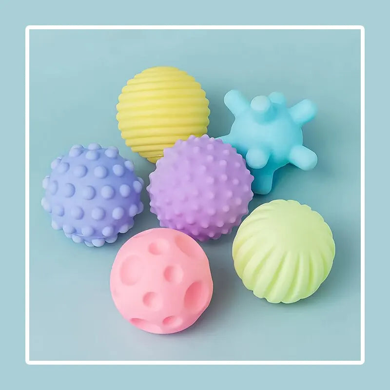 BabySens Sensorik Bälle- 6cm Silikon 6er Set Massage Rassel