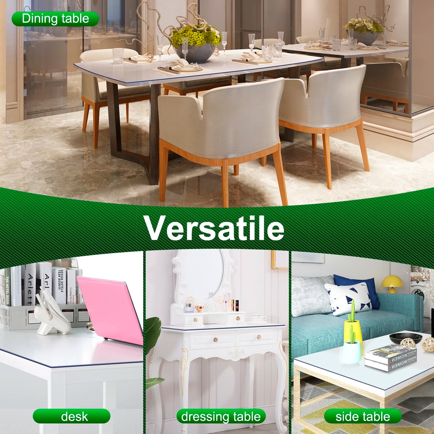 2mm Rechteckiger Tischfilm Kristallklar PVC Transparent