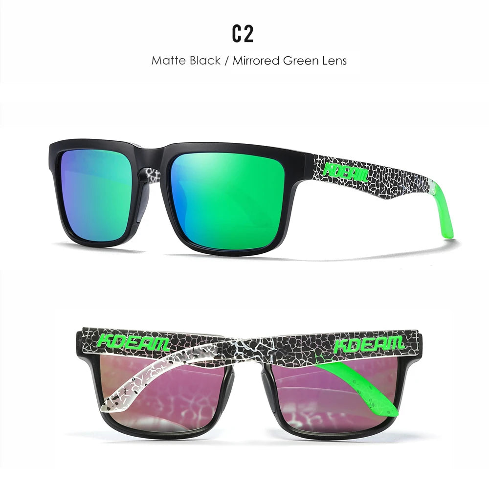 Ochelari de soare polarizați KDEAM pentru bărbați, ochelari de soare pătrați, casual, în aer liber, ochelari de soare unisex pentru femei, pentru cupluri, cu ambalaj nou