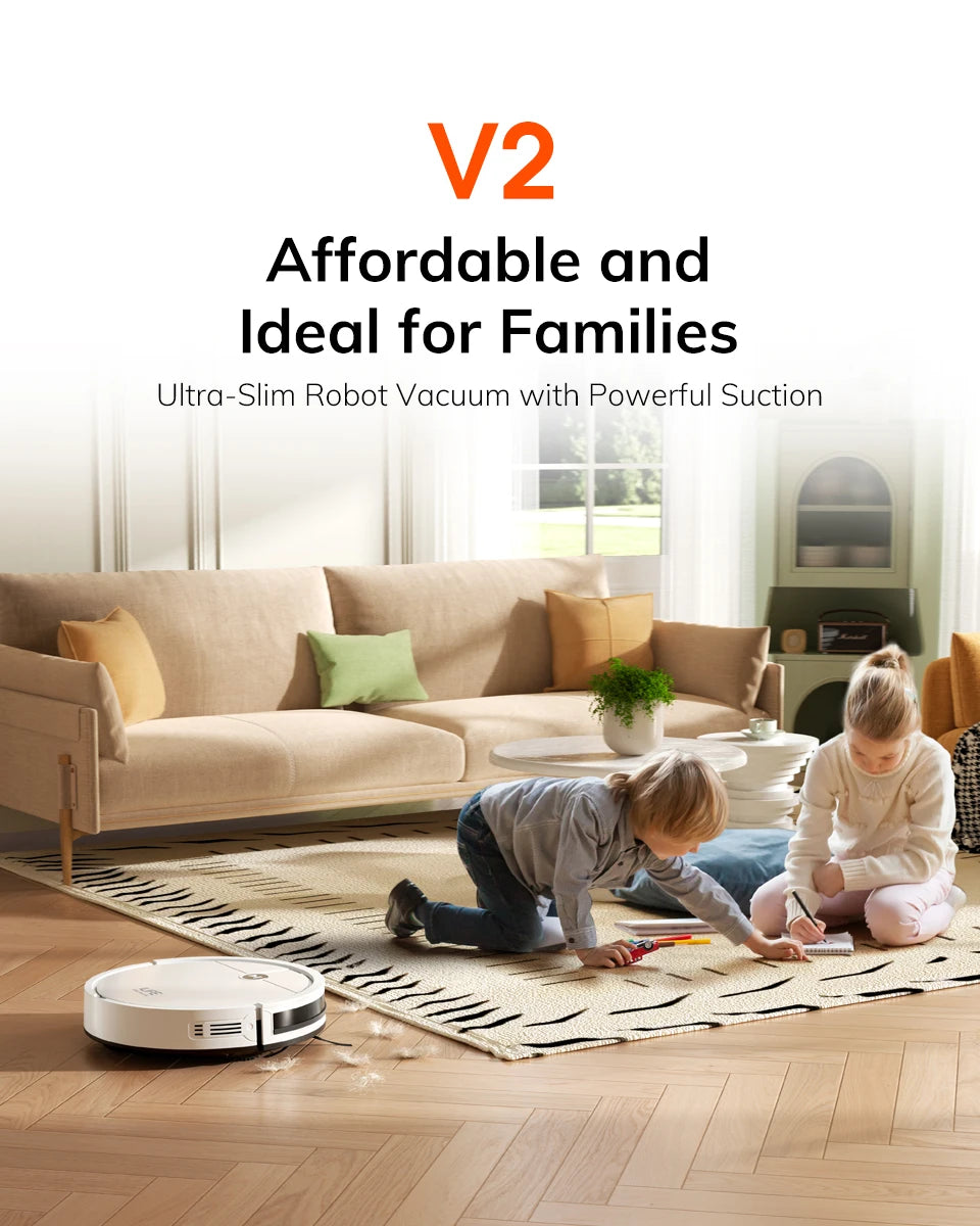 Aspirator robot ILIFE V2, autonomie de 120 de minute, aspirator robot cu autoîncărcare, subțire, silențios, ideal pentru păr de animale și podele dure