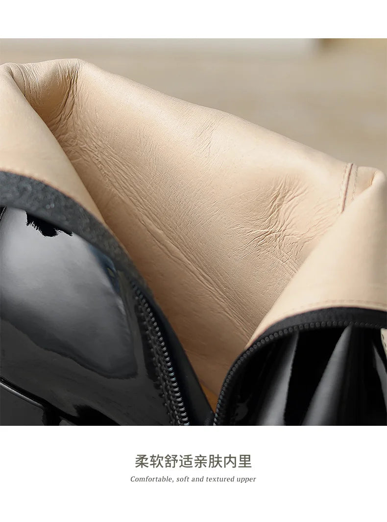 Elegant High Heels Women Ankle Boots Bow Sweet Shoes Winter New 2025 Trend Chunky Pu Leather Party Dress Snow Boots Pumps Mujer