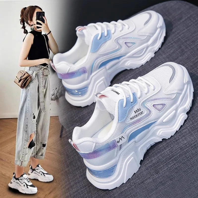 NEW Sneakers Women Platform Flat Shoes Woman Shoes Green Casual Trainers Ladies Chunky Sneakers Women Shoes