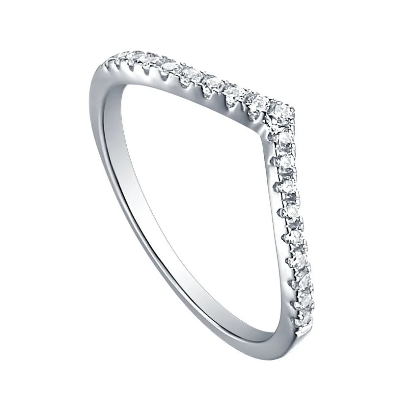 Women's 925 Sterling Silver Ring Zircon Wedding Design Engagement Princesess Vintage Fashion Shiny Gift