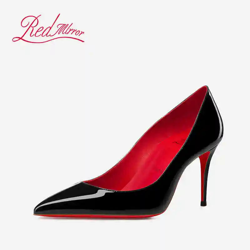 elegant woman heeled shoes 2024 trend luxury Brand Women High Heels Red Shiny Bottoms shallow Pumps Pointed Toe elegant Women 12cm