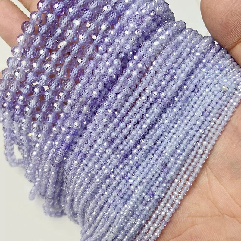 Mărgele de zirconiu Vinswet fațetate - 2-4 mm, 36-38 cm, 3-10 g