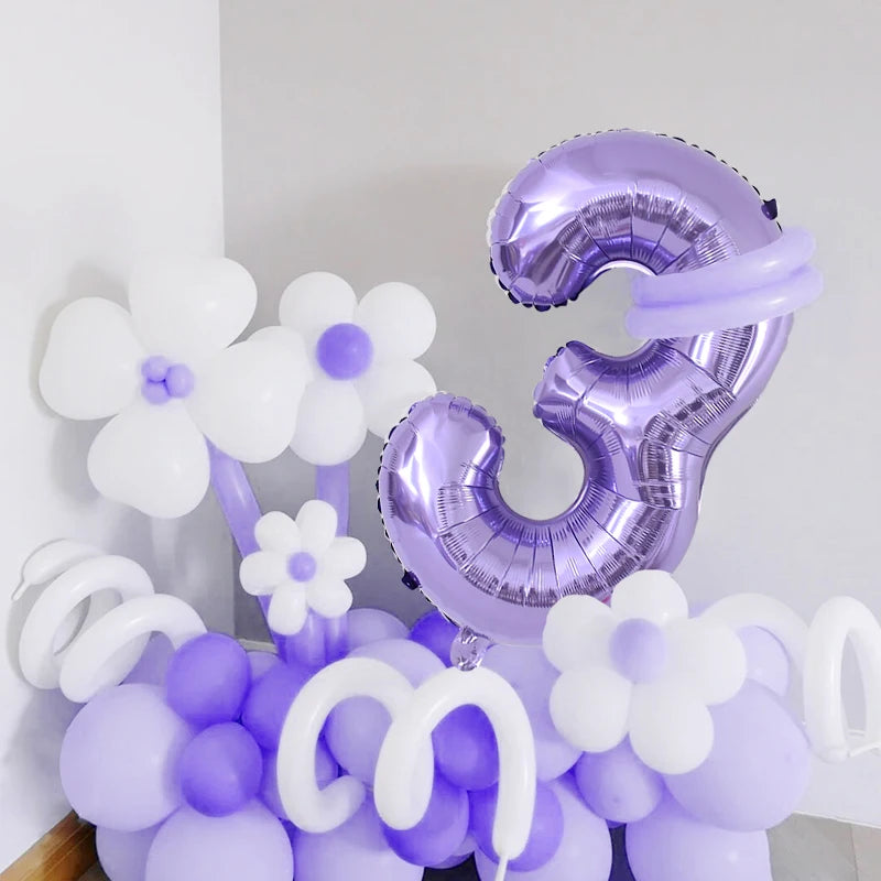 Purple Number Balloons 32 Inch Foil Balloon Adult Kids Birthday Anniversary Decoration Party Gold 0 1 2 3 4 5 6 7 8 9 Balloon
