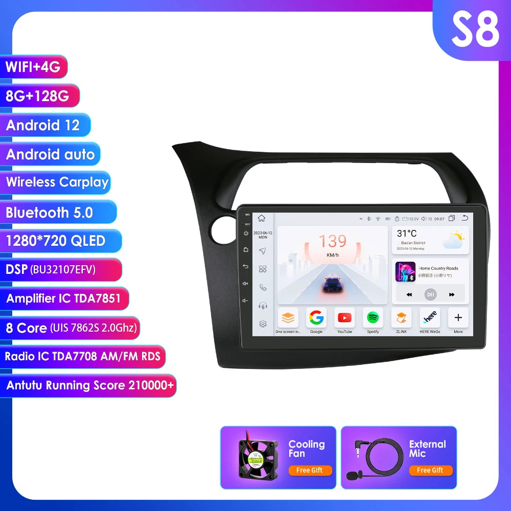 CarPlay Autoradio Multimedia Player für Honda Civic Hatchback