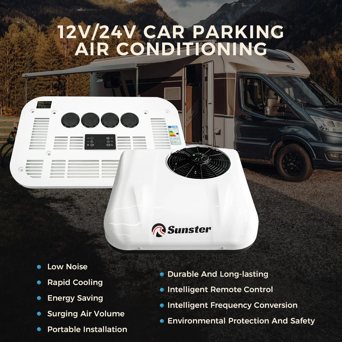 12/24V RV Air Conditioner Rooftop Air Conditioner for Cooling, Easy-to-install 12V RV DC Unit for RVs, Camper and Trucks, Etc.