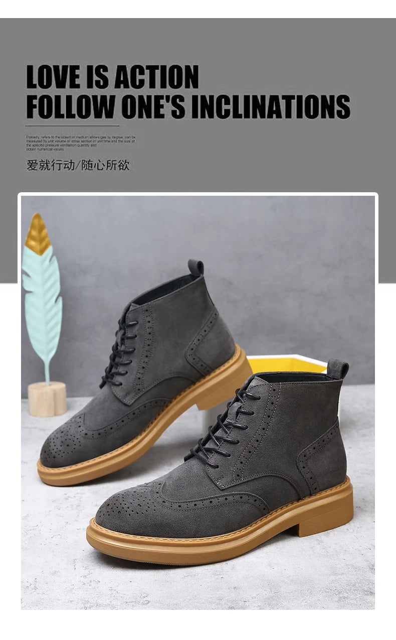 YEISNDOOCN N Vintage Echtes Leder Stiefel - Knöchelhoher Schaft Schnürverschluss Obermaterial Leder