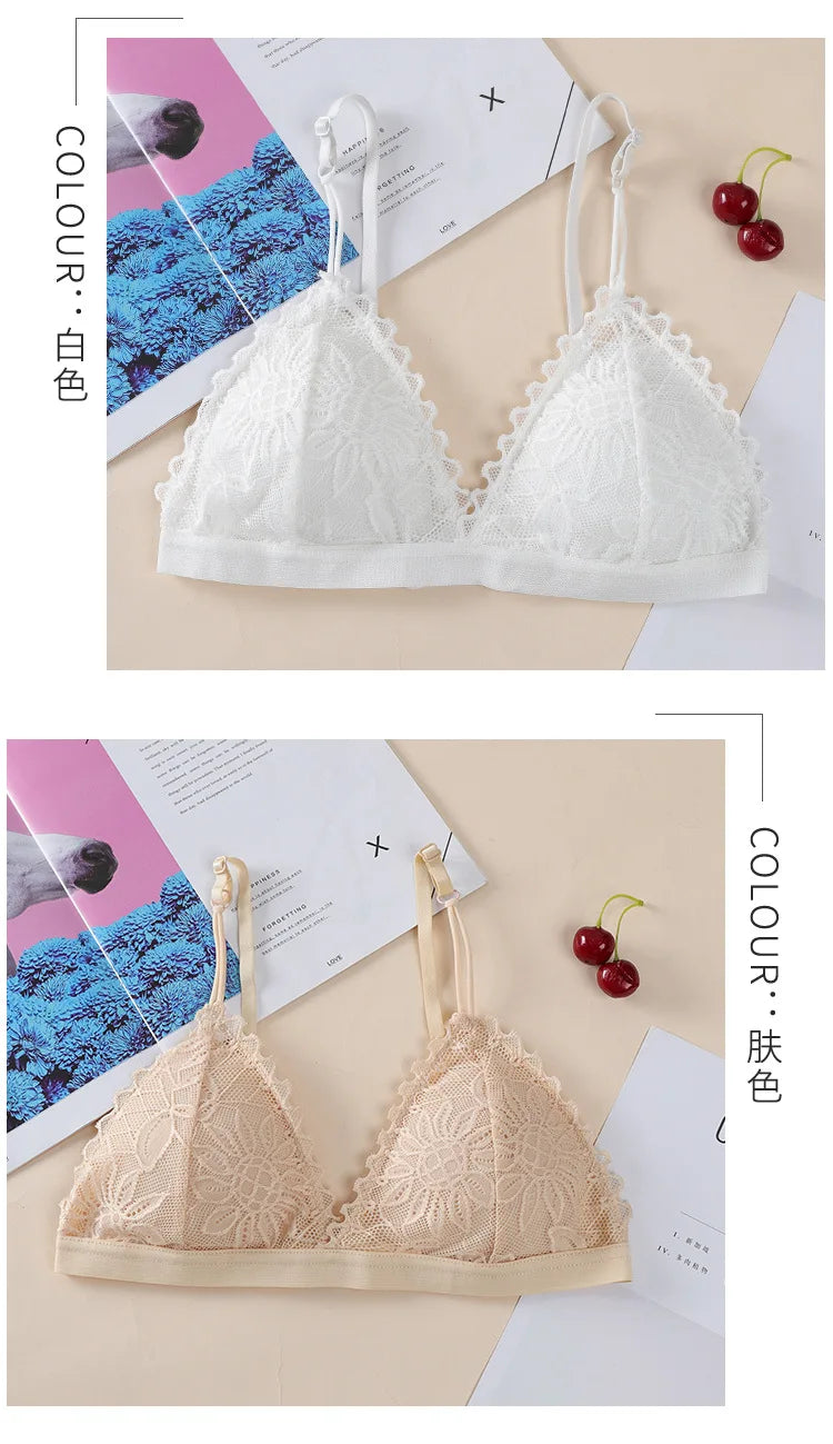 elegant Floral Lace Bra Top For Women Push Up Female Lingerie breathable Bralette Removable Pad Thin Fashion New Wireless Bras