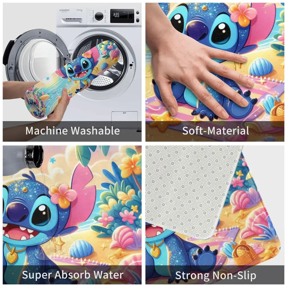 Custom Cartoon Stitch Floor Door Kitchen Bathroom Mat Anti-Slip Outdoor Doormat Bedroom Balcony Entrance Rug Carpet Footpad