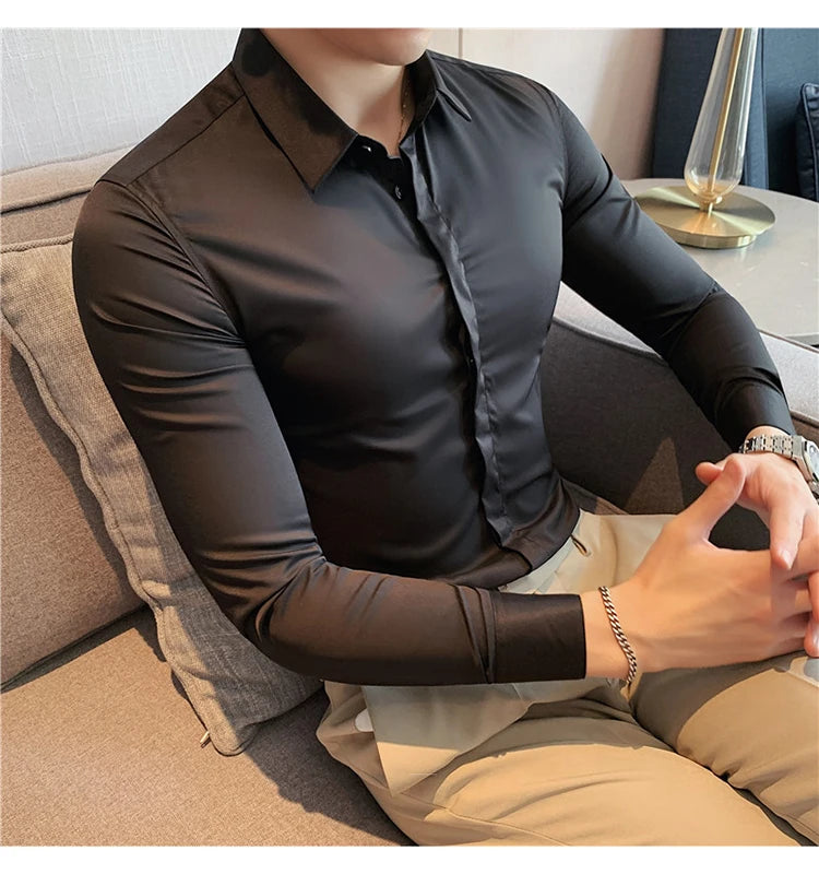 8Farben SlimFit Langarmhemd - Gr. M-L, Feiner Stoff